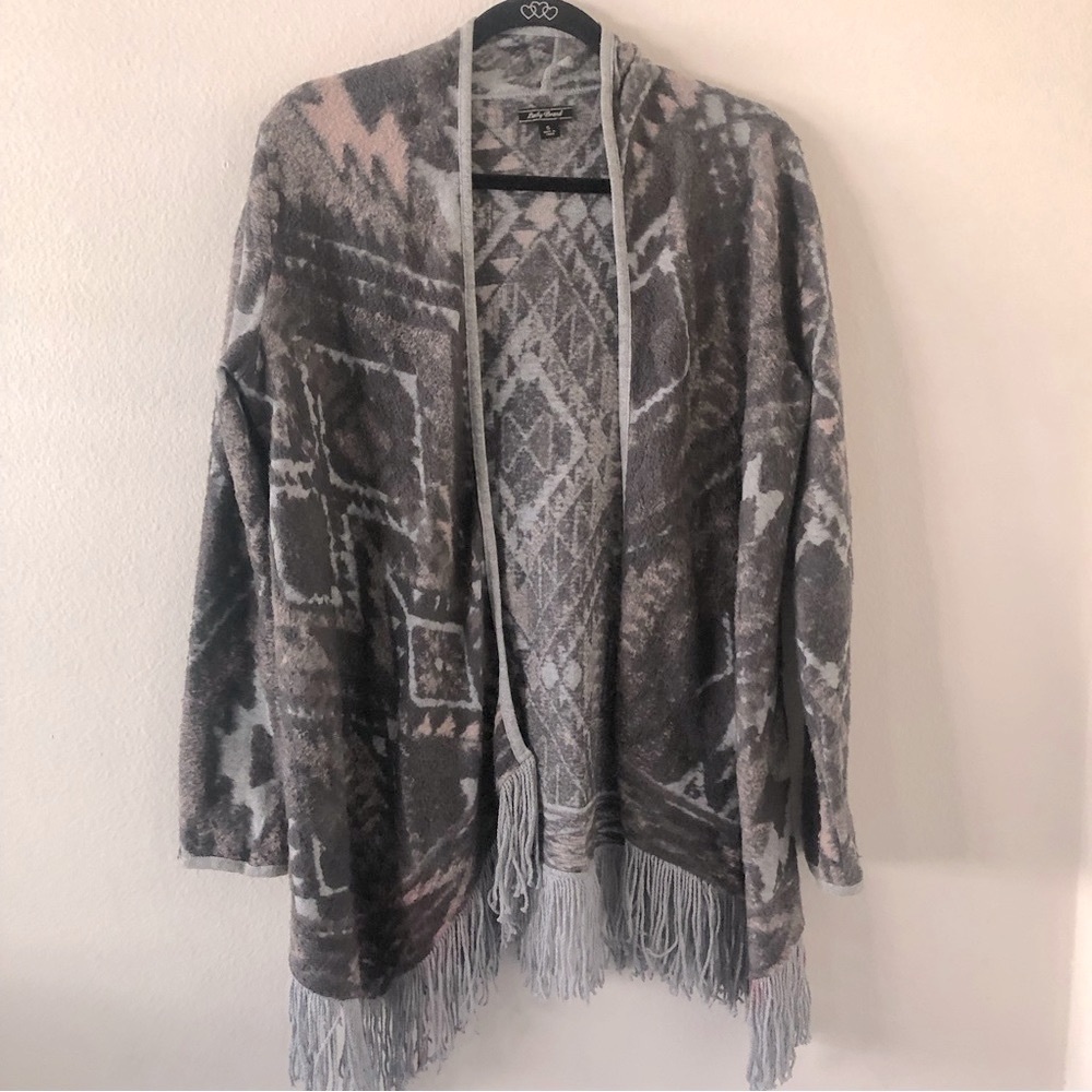 Lucky brand Aztec Patterned Fringe Cardigan